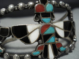 Early 1900's Vintage Native American Jewelry Zuni Turquoise Sterling Silver Knifewing Bracelet Old-Nativo Arts
