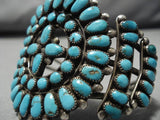 Early 1900's Vintage Native American Navajo Blue Gem Turquoise Sterling Silver Bracelet Old-Nativo Arts