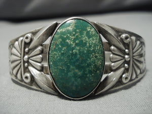 Early 1900's Vintage Native American Navajo Cerrillos Turquoise Sterling Silver Bracelet Old-Nativo Arts