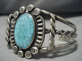 Early 1900's Vintage Native American Navajo Lone Mountain Turquoise Sterling Silver Bracelet Old-Nativo Arts
