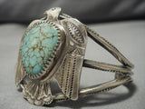 Early 1900's Vintage Native American Navajo Spiderweb Turquoise Sterling Silver Bracelet-Nativo Arts