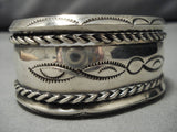 Early 1900's Vintage Native American Navajo Sterling Silver Sun Silver Bracelet Old-Nativo Arts