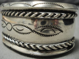 Early 1900's Vintage Native American Navajo Sterling Silver Sun Silver Bracelet Old-Nativo Arts