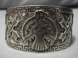 Early 1900's Vintage Native American Navajo Sterling Silver Thunderbird Bracelet Old-Nativo Arts