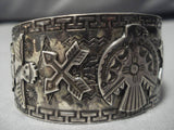 Early 1900's Vintage Native American Navajo Sterling Silver Thunderbird Bracelet Old-Nativo Arts
