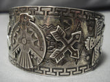 Early 1900's Vintage Native American Navajo Sterling Silver Thunderbird Bracelet Old-Nativo Arts