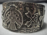 Early 1900's Vintage Native American Navajo Sterling Silver Thunderbird Bracelet Old-Nativo Arts