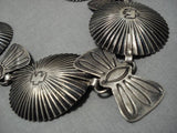 Early 1900's Vintage Native American Navajo Thunderbird Sterling Silver Concho Necklace Old-Nativo Arts