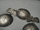 Early 1900's Vintage Native American Navajo Thunderbird Sterling Silver Concho Necklace Old-Nativo Arts
