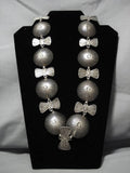 Early 1900's Vintage Native American Navajo Thunderbird Sterling Silver Concho Necklace Old-Nativo Arts
