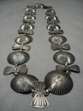Early 1900's Vintage Native American Navajo Thunderbird Sterling Silver Concho Necklace Old-Nativo Arts