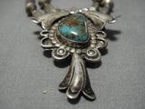 Early 1900's Vintage Native American Navajo Turquoise Sterling Silver Necklace-Nativo Arts