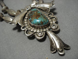 Early 1900's Vintage Native American Navajo Turquoise Sterling Silver Necklace-Nativo Arts