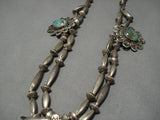 Early 1900's Vintage Native American Navajo Turquoise Sterling Silver Necklace-Nativo Arts
