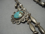 Early 1900's Vintage Native American Navajo Turquoise Sterling Silver Necklace-Nativo Arts