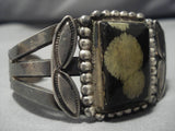 Early 1900's Vintage Navajo Agate Sterling Silver Bracelet Native American Old-Nativo Arts