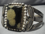 Early 1900's Vintage Navajo Agate Sterling Silver Bracelet Native American Old-Nativo Arts