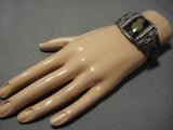Early 1900's Vintage Navajo Agate Sterling Silver Bracelet Native American Old-Nativo Arts