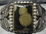 Early 1900's Vintage Navajo Agate Sterling Silver Bracelet Native American Old-Nativo Arts