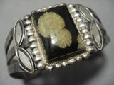 Early 1900's Vintage Navajo Agate Sterling Silver Bracelet Native American Old-Nativo Arts