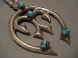 Early 1900's Vintage Navajo Bisbee Turquoise Native American Jewelry Silver Necklace Vtg-Nativo Arts