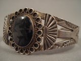 Early 1900's Vintage Navajo Black Agate Native American Jewelry Silver Sun Bracelet Old-Nativo Arts