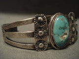 Early 1900's Vintage Navajo Carico Lake Turquoise Native American Jewelry Silver Bracelet-Nativo Arts