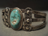 Early 1900's Vintage Navajo Carico Lake Turquoise Native American Jewelry Silver Bracelet-Nativo Arts