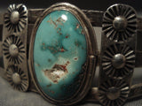 Early 1900's Vintage Navajo Carico Lake Turquoise Native American Jewelry Silver Bracelet-Nativo Arts