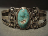 Early 1900's Vintage Navajo Carico Lake Turquoise Native American Jewelry Silver Bracelet-Nativo Arts