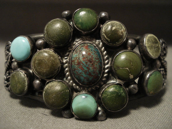 Early 1900's Vintage Navajo Cerrillos Turquoise Native American Jewelry Silver Bracelet-Nativo Arts