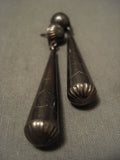 Early 1900's Vintage Navajo Dangling Native American Jewelry Silver Earrings-Nativo Arts