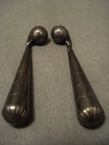 Early 1900's Vintage Navajo Dangling Native American Jewelry Silver Earrings-Nativo Arts