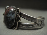 Early 1900's Vintage Navajo 'Domed Petrified Wood' Native American Jewelry Silver Bracelet Old-Nativo Arts