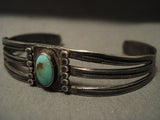 Early 1900's Vintage Navajo 'Domed Royston Turquoise' Native American Jewelry Silver Bracelet-Nativo Arts