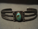Early 1900's Vintage Navajo 'Domed Royston Turquoise' Native American Jewelry Silver Bracelet-Nativo Arts