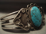 Early 1900's Vintage Navajo Domed Turquoise Native American Jewelry Silver Bracelet-Nativo Arts