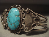Early 1900's Vintage Navajo Domed Turquoise Native American Jewelry Silver Bracelet-Nativo Arts
