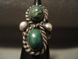 Early 1900's Vintage Navajo Green Turquoise Native American Jewelry Silver Ring Old-Nativo Arts