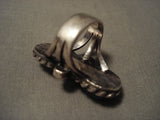 Early 1900's Vintage Navajo Green Turquoise Native American Jewelry Silver Ring Old-Nativo Arts