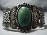 Early 1900's Vintage Navajo Green Turquoise Sterling Native American Jewelry Silver Bracelet Old-Nativo Arts