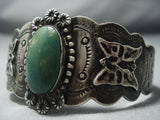 Early 1900's Vintage Navajo Green Turquoise Sterling Native American Jewelry Silver Bracelet Old-Nativo Arts