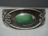 Early 1900's Vintage Navajo Green Turquoise Sterling Native American Jewelry Silver Bracelet Old Cuff-Nativo Arts