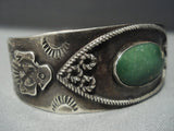 Early 1900's Vintage Navajo Green Turquoise Sterling Native American Jewelry Silver Bracelet Old Cuff-Nativo Arts