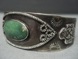Early 1900's Vintage Navajo Green Turquoise Sterling Native American Jewelry Silver Bracelet Old Cuff-Nativo Arts
