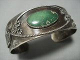 Early 1900's Vintage Navajo Green Turquoise Sterling Native American Jewelry Silver Bracelet Old Cuff-Nativo Arts