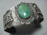 Early 1900's Vintage Navajo Green Turquoise Sterling Native American Jewelry Silver Bracelet Old-Nativo Arts