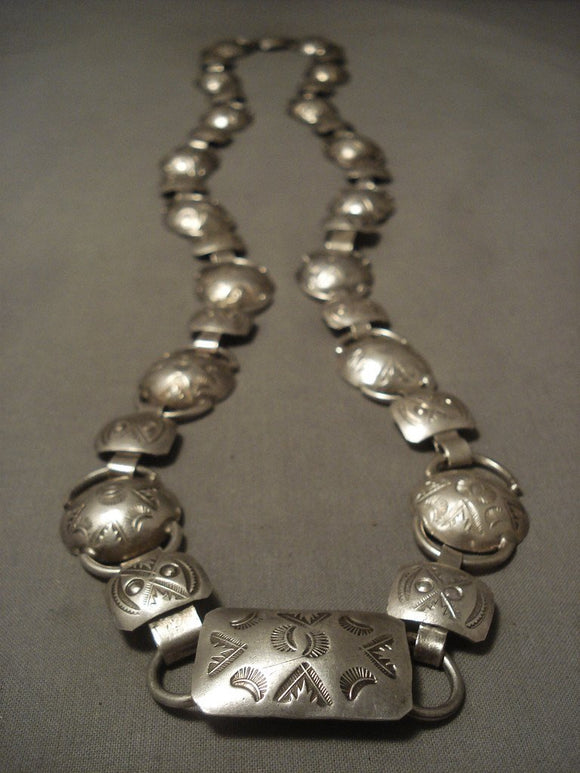Early 1900's Vintage Navajo Hand Pounded Native American Jewelry Silver Necklace-Nativo Arts