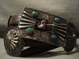Early 1900's Vintage Navajo Hand Wrought Cerrillos Turquoise Native American Jewelry Silver Concho Belt-Nativo Arts
