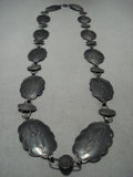 Early 1900's Vintage Navajo Hand Wrought Native American Jewelry Silver Concho Necklace-Nativo Arts